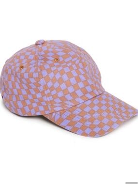 BAGGU Checkerboard Baseball Cap - Lavender & Tan
